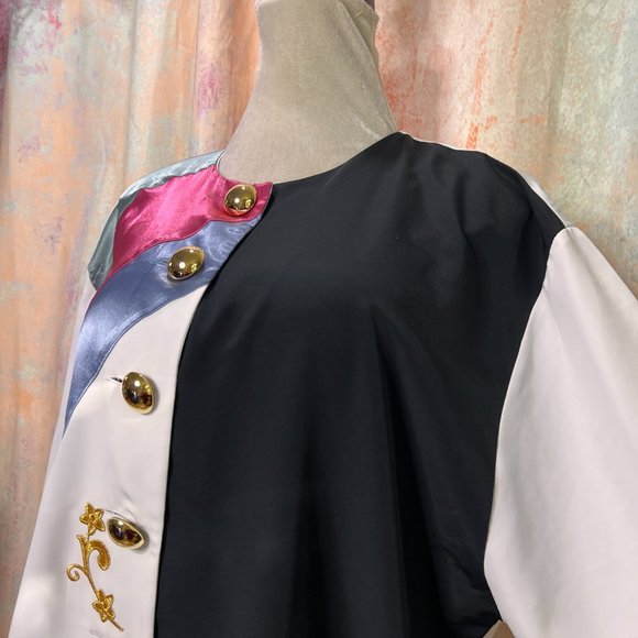 VTG📌 Ronnetta Stunning 90s Bold Color Blocks Big Button Down Blouse - Picture 6 of 16